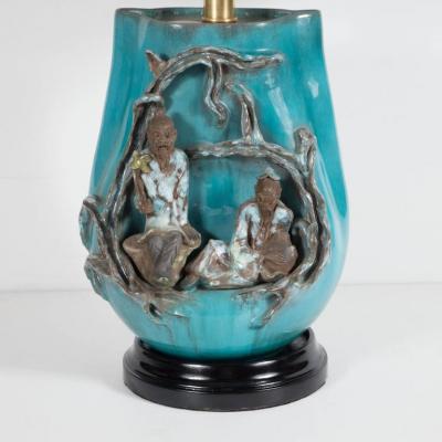 Marcello Fantoni Mid Century Modern Table Lamp by Marcello Fantoni in Glazed Stoneware