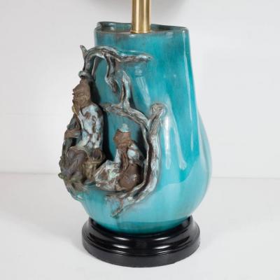 Marcello Fantoni Mid Century Modern Table Lamp by Marcello Fantoni in Glazed Stoneware