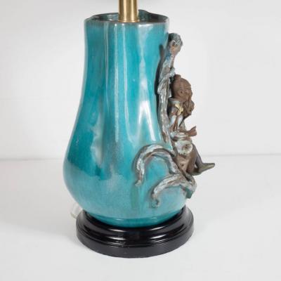 Marcello Fantoni Mid Century Modern Table Lamp by Marcello Fantoni in Glazed Stoneware
