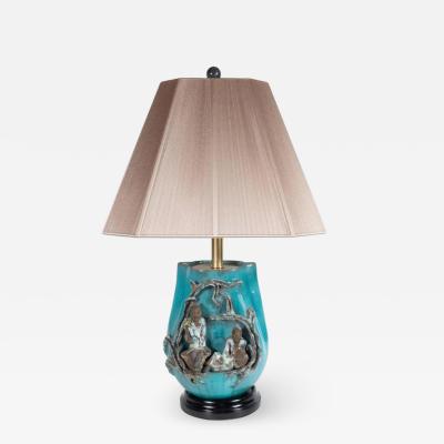 Marcello Fantoni Mid Century Modern Table Lamp by Marcello Fantoni in Glazed Stoneware