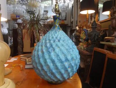 Marcello Fantoni Midcentury Glazed Pottery Artichoke Lamp