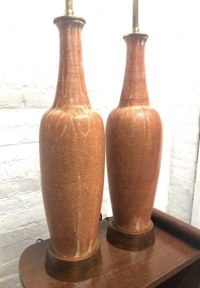 Marcello Fantoni Pair of Ceramic Italian Lamps by Marcello Fantoni for Raymor