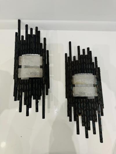 Marcello Fantoni Pair of Italian 1960s Large Fantoni Mid Century Wall Lights