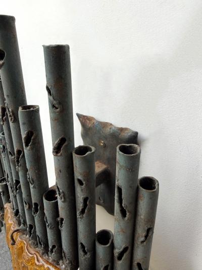 Marcello Fantoni Pair of Wrought Iron and Glass Sconces by Marcello Fantoni Italy 1970s