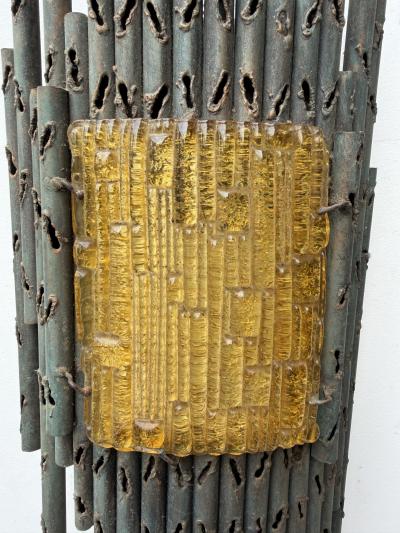 Marcello Fantoni Pair of Wrought Iron and Glass Sconces by Marcello Fantoni Italy 1970s