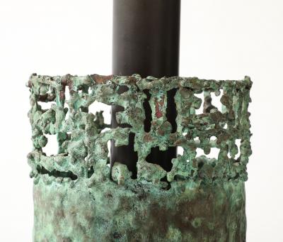 Marcello Fantoni Verdigris Copper Lamp by Marcello Fantoni