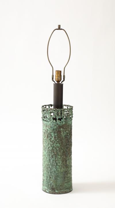 Marcello Fantoni Verdigris Copper Lamp by Marcello Fantoni