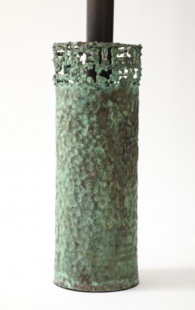 Marcello Fantoni Verdigris Copper Lamp by Marcello Fantoni
