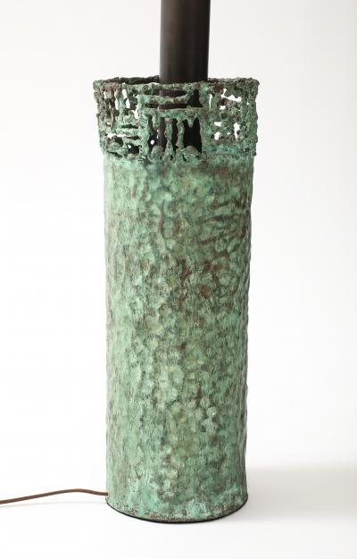 Marcello Fantoni Verdigris Copper Lamp by Marcello Fantoni