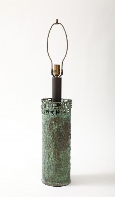 Marcello Fantoni Verdigris Copper Lamp by Marcello Fantoni