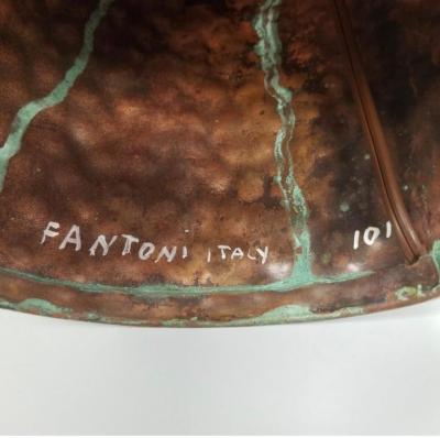 Marcello Fantoni Verdigris Copper Lamp by Marcello Fantoni