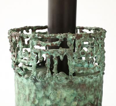 Marcello Fantoni Verdigris Copper Lamp by Marcello Fantoni