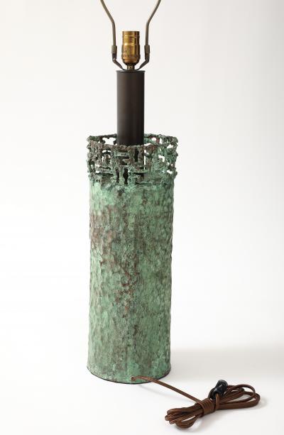 Marcello Fantoni Verdigris Copper Lamp by Marcello Fantoni