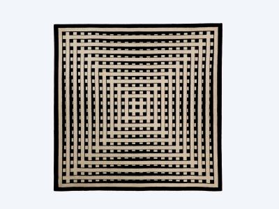 Marcello Morandini Marcello Morandini black and beige kinetic tufted wool rug 1989