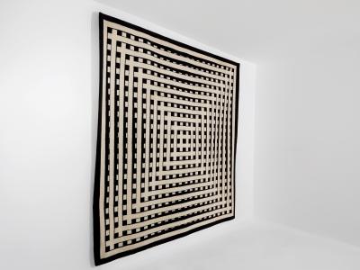 Marcello Morandini Marcello Morandini black and beige kinetic tufted wool rug 1989