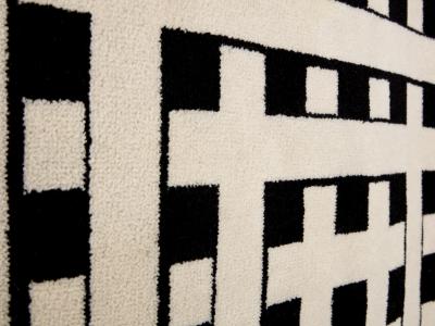 Marcello Morandini Marcello Morandini black and beige kinetic tufted wool rug 1989