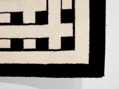 Marcello Morandini Marcello Morandini black and beige kinetic tufted wool rug 1989