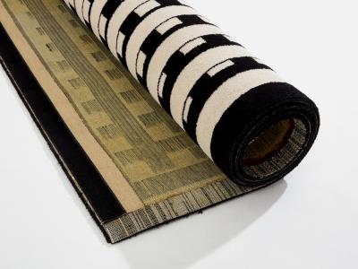 Marcello Morandini Marcello Morandini black and beige kinetic tufted wool rug 1989