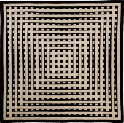 Marcello Morandini Marcello Morandini black and beige kinetic tufted wool rug 1989