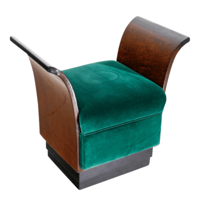 Marcello Piacentini Pair 1930s Marcello Piacentini rootwood padded velvet stools Italy