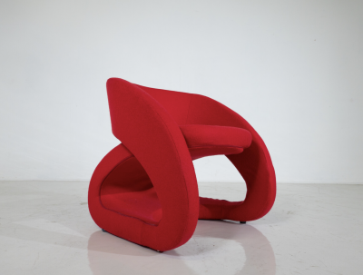 Marcello Ziliani Red Smile Armchairs by Marcello Ziliani for BBB Emmebonacina Italy 1990s