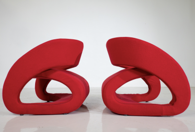 Marcello Ziliani Red Smile Armchairs by Marcello Ziliani for BBB Emmebonacina Italy 1990s