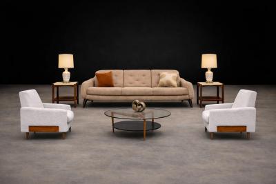 Marcelo Magalh es M L Magalh es Pair of Rosewood Marble Side Tables Brazil