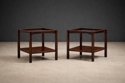 Marcelo Magalh es M L Magalh es Pair of Rosewood Marble Side Tables Brazil