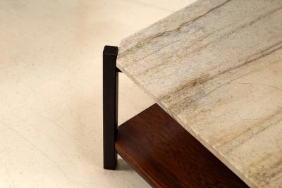 Marcelo Magalh es M L Magalh es Pair of Rosewood Marble Side Tables Brazil