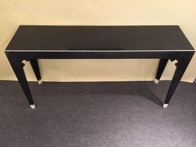 Marcius Style Black and White Fossil Stone Console with Matching Mirror