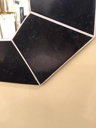 Marcius Style Black and White Fossil Stone Console with Matching Mirror