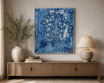 Marco Schmidli Marco Schmidli 60x48 Blue Abstract Acrylic Painting on Canvas Signed Dated