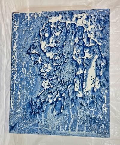Marco Schmidli Marco Schmidli 60x48 Blue Abstract Acrylic Painting on Canvas Signed Dated