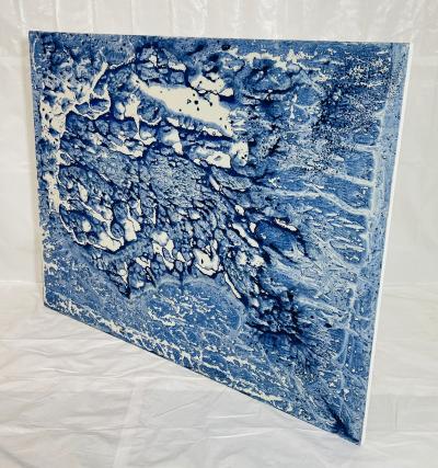 Marco Schmidli Marco Schmidli 60x48 Blue Abstract Acrylic Painting on Canvas Signed Dated