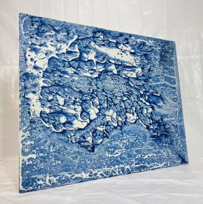 Marco Schmidli Marco Schmidli 60x48 Blue Abstract Acrylic Painting on Canvas Signed Dated