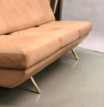 Marco Zanuso Italian Midcentury Sleep o Matic Leather Sofa Couch Marco Zanuso Arflex