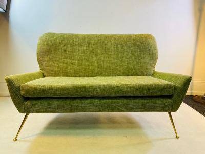 Marco Zanuso MID CENTURY MODERNIST BRASS LEG ITALIAN SETTEE ATTRIBUTED TO MARCO ZANUSO