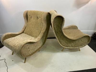 Marco Zanuso MODERNIST PAIR OF MARCO ZANUSO STYLE LOUNGE CHAIRS