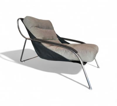 Marco Zanuso Maggiolina Armchair with Ottoman in Metal Fabric Marco Zanuso 1947
