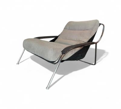 Marco Zanuso Maggiolina Armchair with Ottoman in Metal Fabric Marco Zanuso 1947