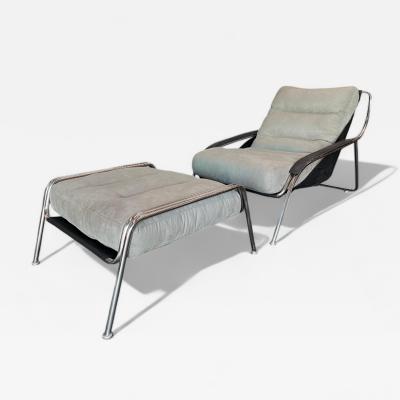 Marco Zanuso Maggiolina Armchair with Ottoman in Metal Fabric Marco Zanuso Lot 315