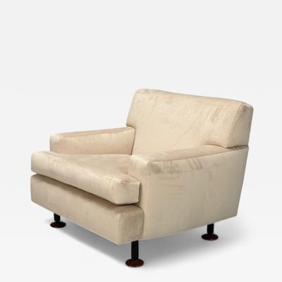 Marco Zanuso Marco Zanuso Beige Velvet Wood Metal Lounge Chair Italy 1960s