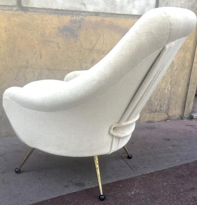 Marco Zanuso Marco Zanuso Vintage Lounge Chair model Martingale Covered in Mohair Velvet