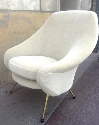 Marco Zanuso Marco Zanuso Vintage Lounge Chair model Martingale Covered in Mohair Velvet