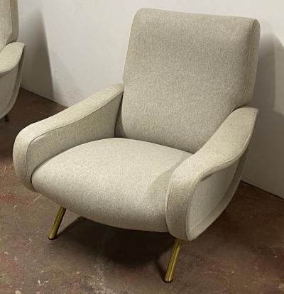 Marco Zanuso Marco Zanuso pair of chairs model Lady newly covered in wool cloth