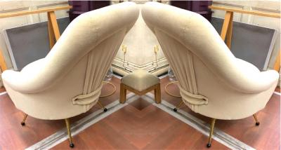 Marco Zanuso Marco Zanuso pair of vintage Martingala newly covered in Mohair cloth