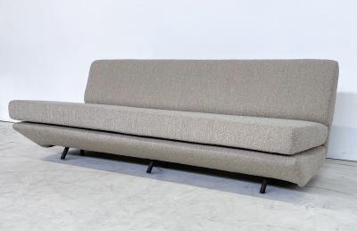 Marco Zanuso Mid Century Modern Grey Boucle Sofa by Marco Zanuso