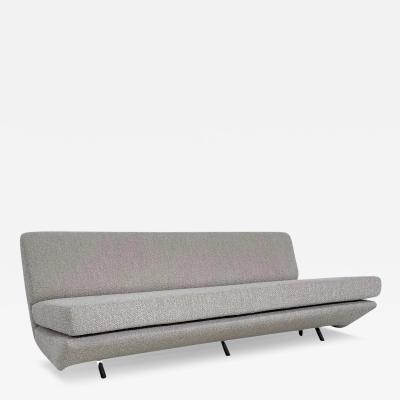 Marco Zanuso Mid Century Modern Grey Boucle Sofa by Marco Zanuso