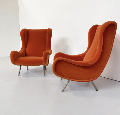Marco Zanuso Mid Century Modern Pair of Senior Armchairs by Marco Zanuso for Arlfex