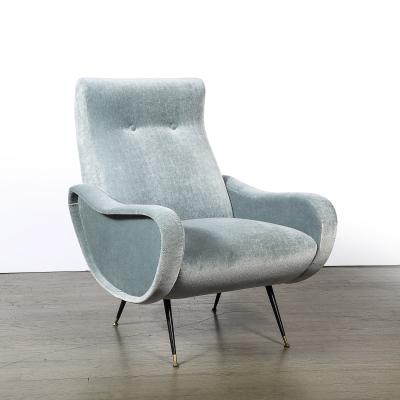 Marco Zanuso Mid Century Modernist Lady Arm Chairs in Powder Blue Mohair by Marco Zanuso